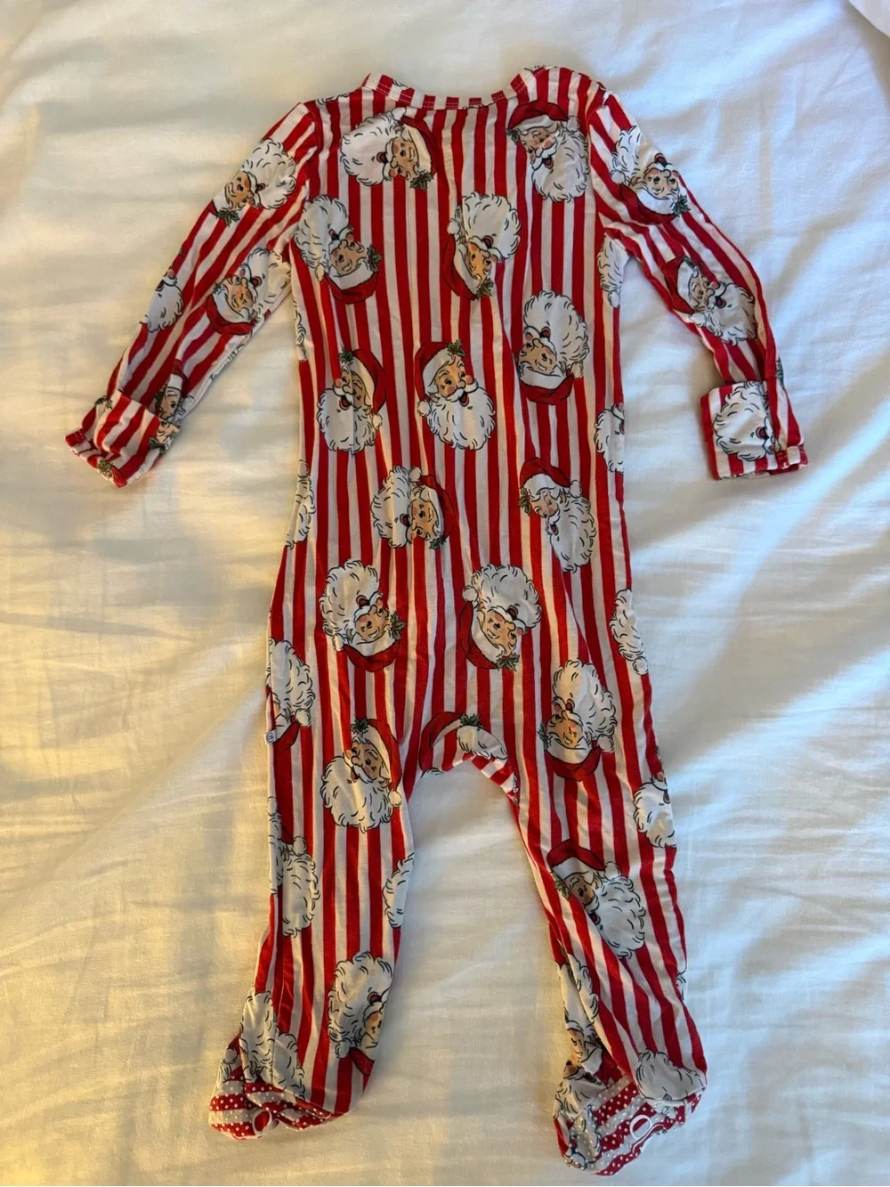 Caden Lane Santa Claus Red & White Santa Stripe One-Piece Footed Pajama 6-12M